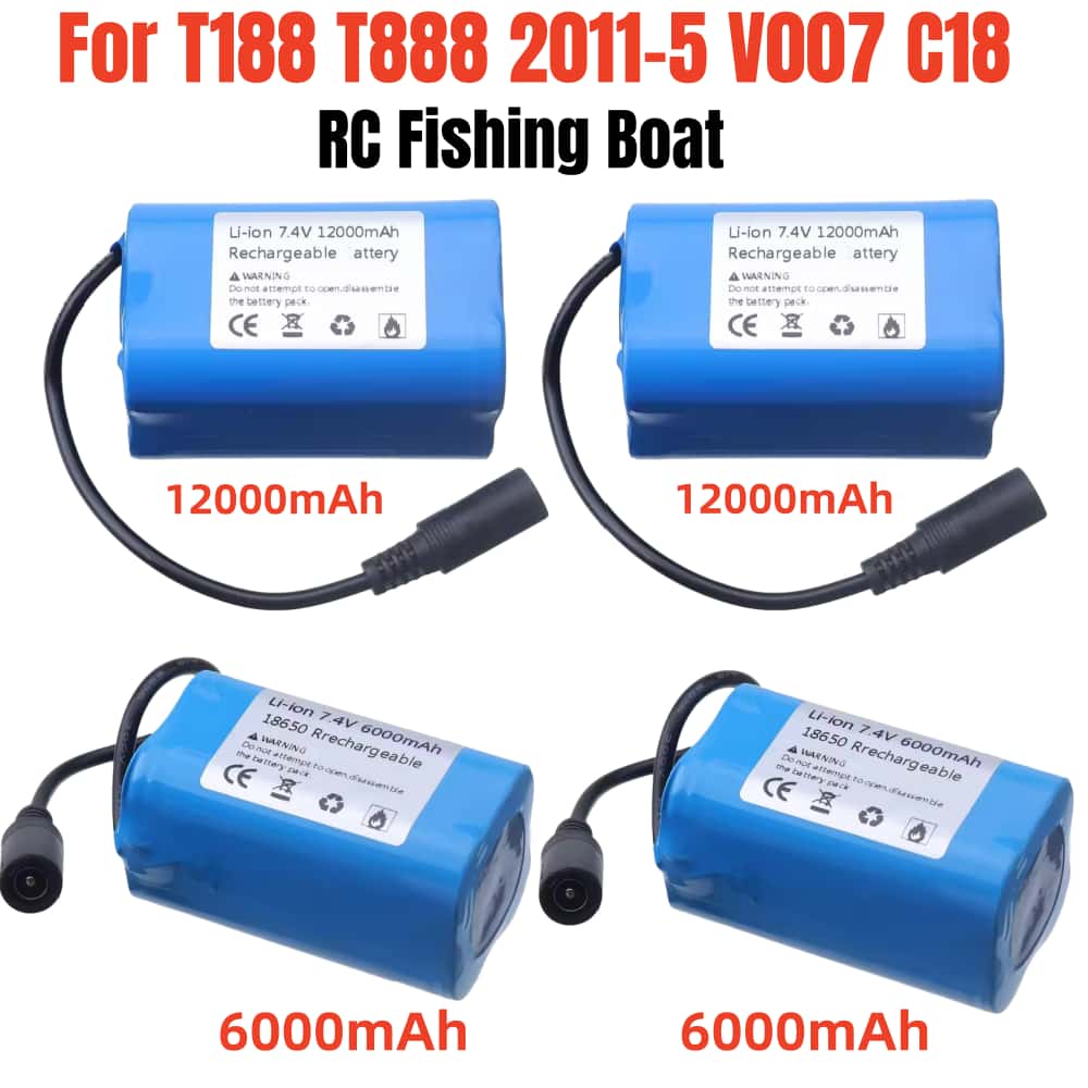 Fish Finder Charger - 7.4V 12000mAh Replacement Battery with USB