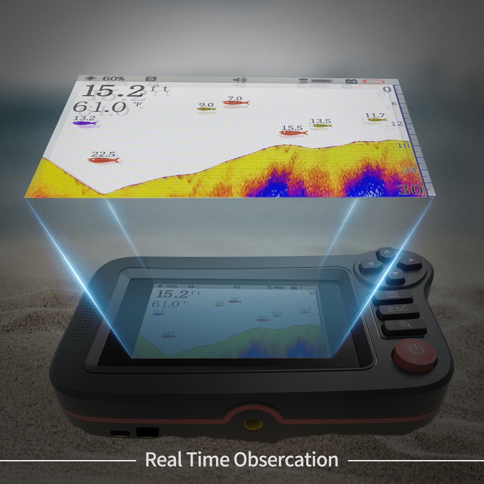 Fish Finder Portable - FindFish 200M Portable Fish Finder Transducer