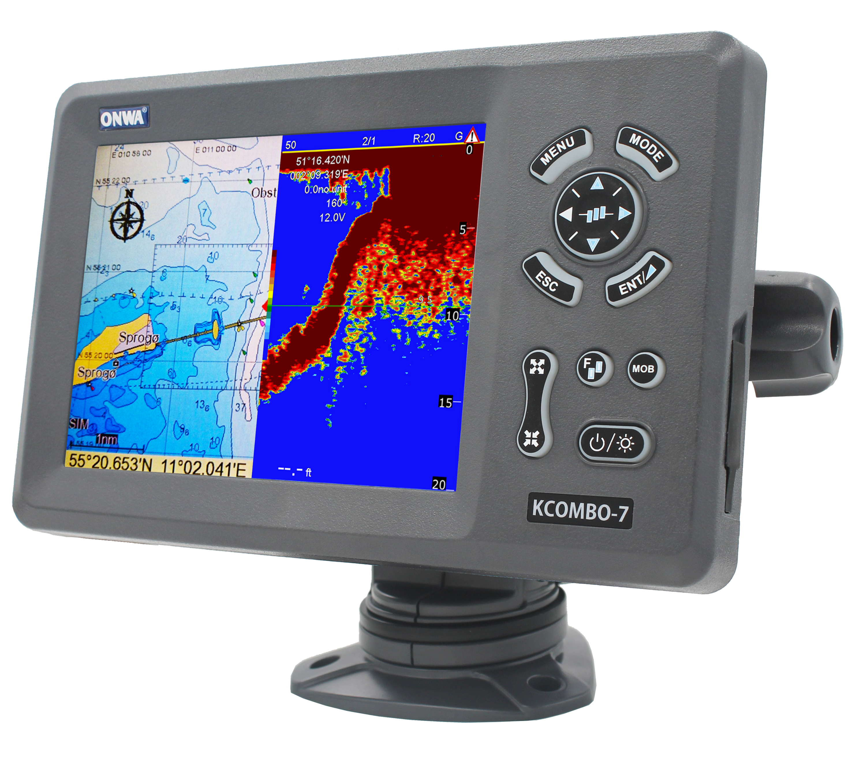 Fish Finder Gps - ONWA KCombo-7 7inch Marine GPS Fishfinder