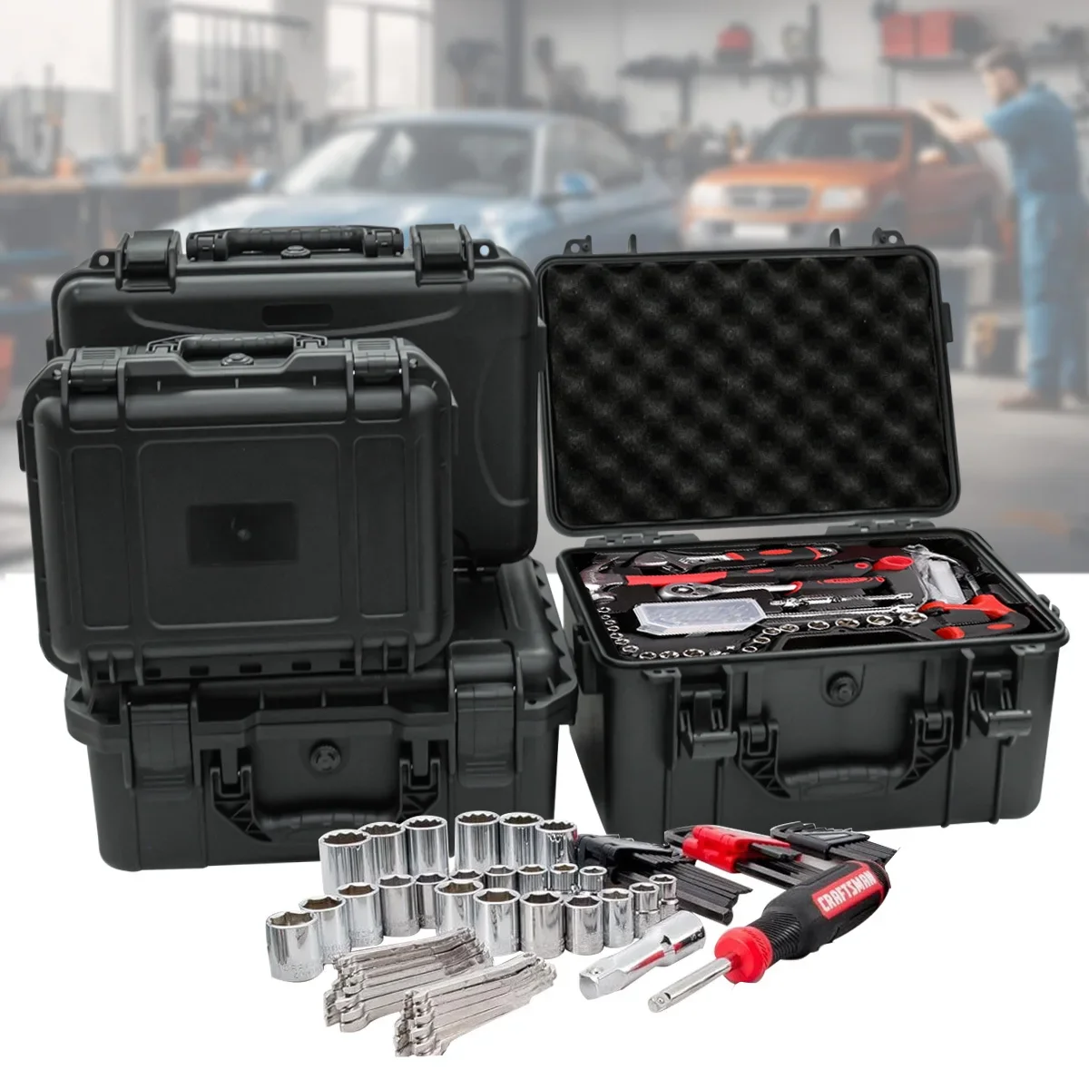 Fish Finder Case - 1 portable toolbox with pre cut