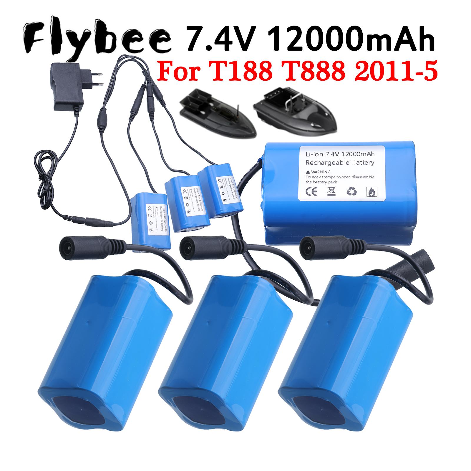 Fish Finder Battery - 7.4V Rechargeable Bait Boat Boat Battery