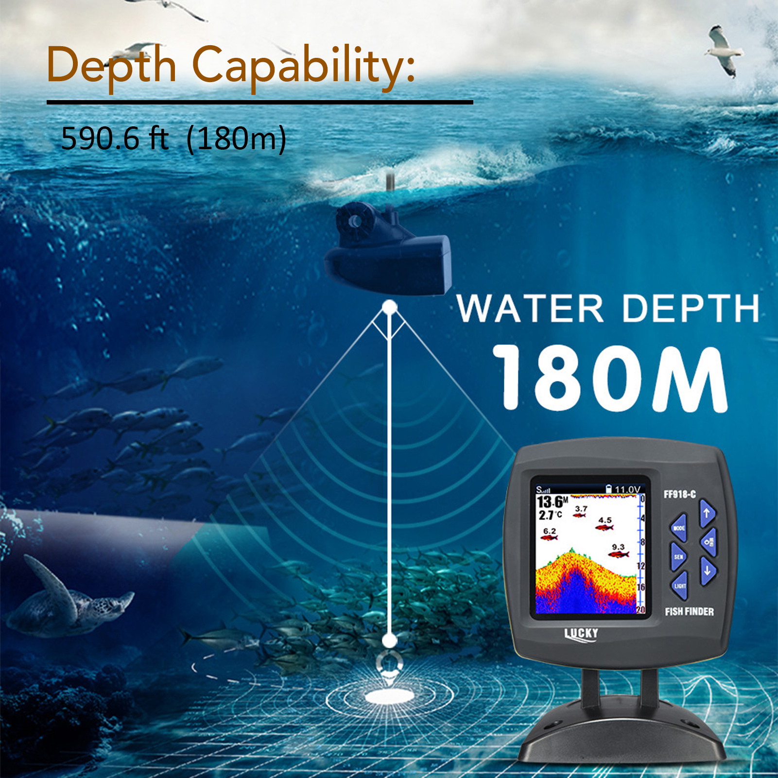 Fish Finder Wired Transducer S - Fishing Depth Finder review and price
