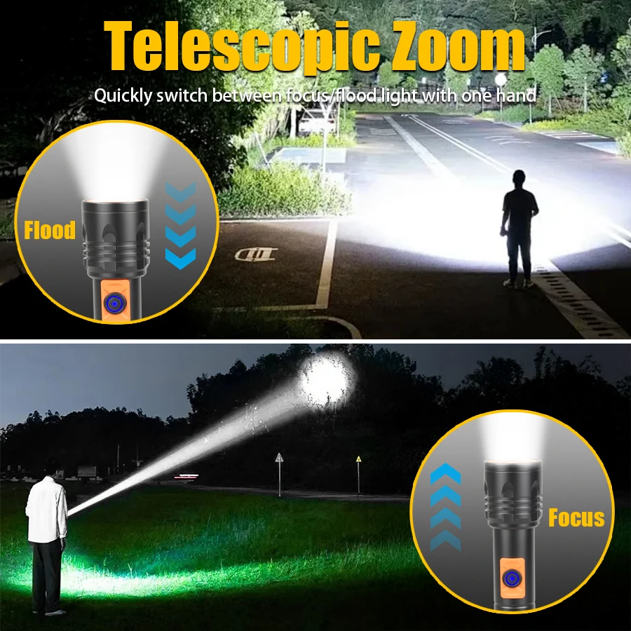 High Power LED Flashlight USB  - Fishing Light review and price