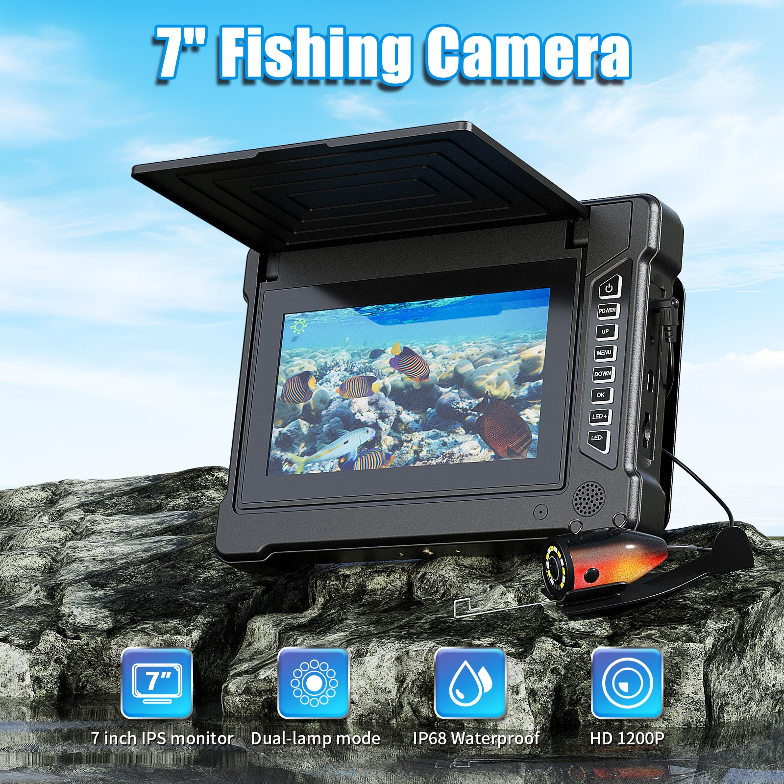 7 Inch 15M 1200TVL Underwater  - Fish Finder Cable review and price