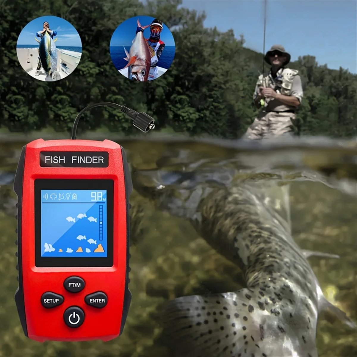 Color LCD Fish Finder Wired So - Fish Finder Transducer review and price